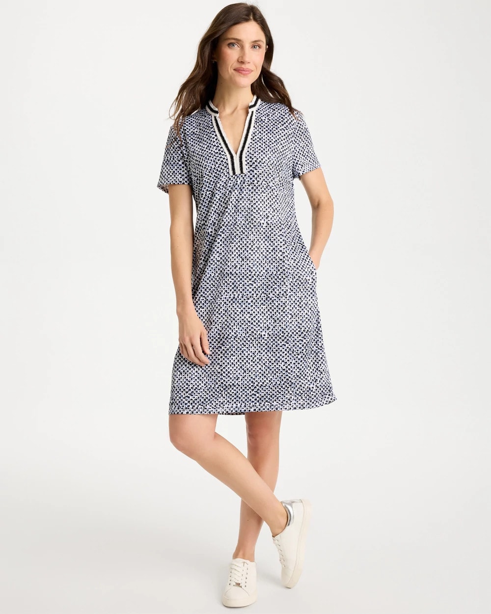 CHIEKO+ dress T-shirt サイズ36 Zenergy® UPF Crochet Contrast Trim Dress | Chico's